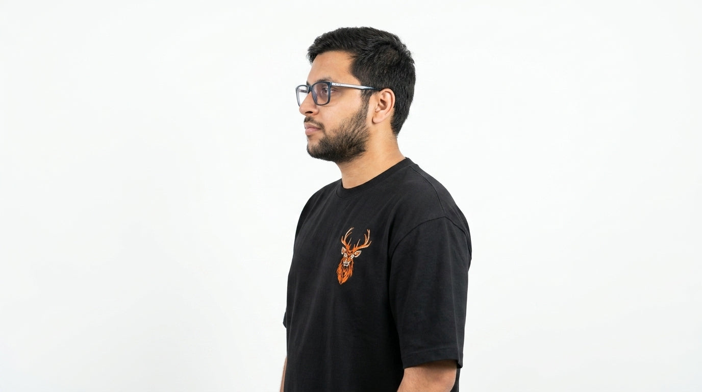 The Ember Stag Emblem Tee | Black